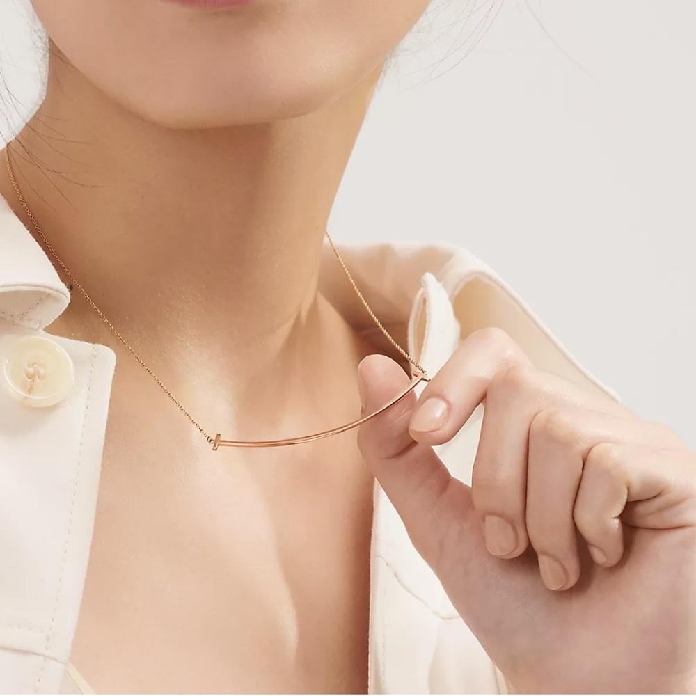 Tiffany T Smile Pendant in Rose Gold, Large